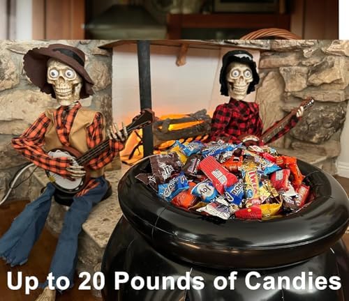 GIFTEXPRESS 22x18 Inch Large Inflatable Halloween Cauldron Drink Cooler, St Patrick Pot of Gold, Beverage Holder, Candy Kettle, Witch's Cauldron, Party Decoration