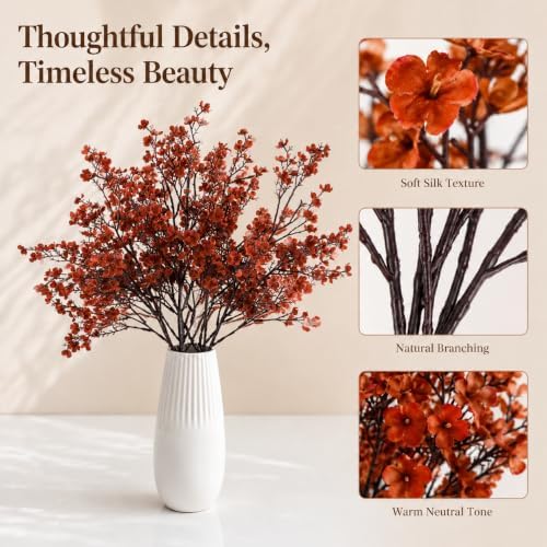 Mandy's 6 Bundles Artificial Burnt Orange Baby’s Breath Flowers