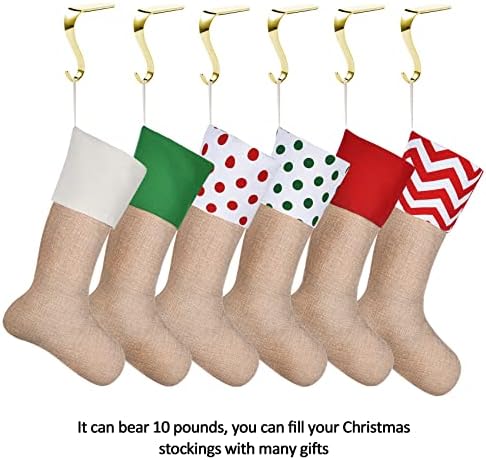 Sunshane 6 Pieces Christmas Stocking Holders Mantel Hanger Hooks Xmas Mantle Grips Set Safety Hang Stocking Clips for Christmas Party Decoration (Gold)