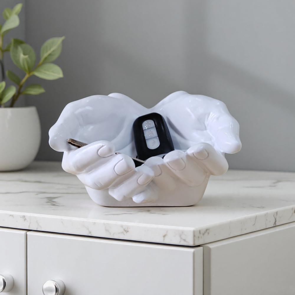 Hand Key Holder Bowl Funny Entryway Key Tray for Desk & Home Decor