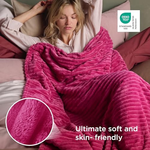 Bedsure Soft King Size Blankets for Bed Hot Pink 108"x90"