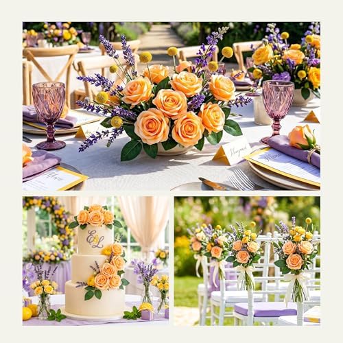 Auihiay 60PCS Artificial Roses, Champagne Roses, Velvet Silk Roses
