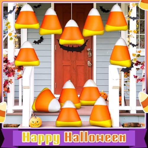 12 Pcs 13.78'' Inflatable Hanging Candy Corn Decorations