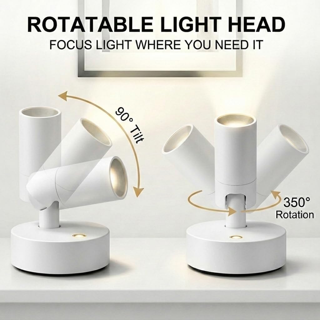 Magnetic Rechargeable Picture Light 2 Pack, Wireless Art Spotlight with Remote & Touch Control, 3 Color Temps Dimmable