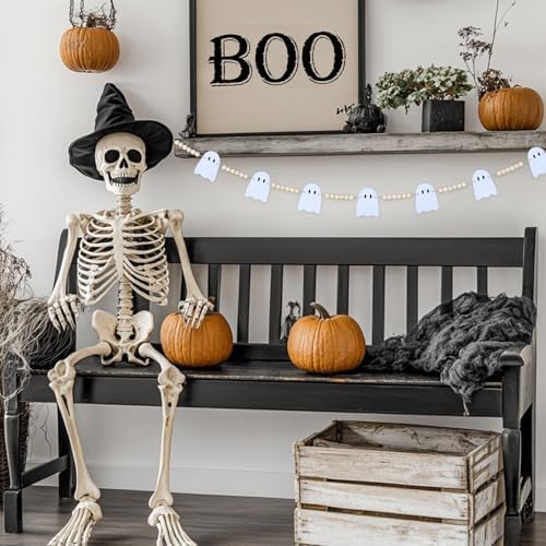 CESOF Halloween Garland Mantel Decorations, Hanging Felt Ghost Garlands