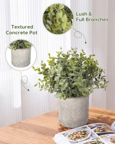 Velener 2 Pcs Large Fake Plants Eucalyptus, Artificial Plants Indoor for Shelf, Potted Eucalyptus Plants for