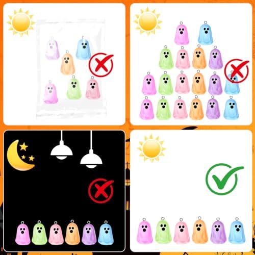36Pcs Glowing in Dark Halloween Ghost Ornaments for Small Tree