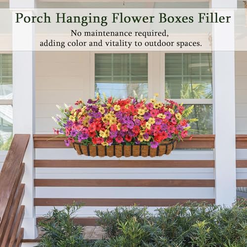 24PCS Fake Flowers Outdoor, UV Resistant Artificial Silk Flowers