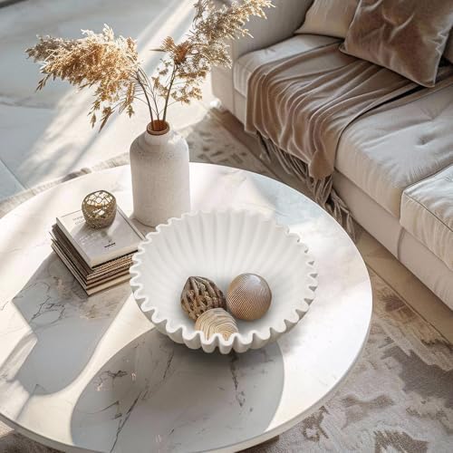 YMXYJM Large Decorative Bowl, Modern Handicraft Bowls for Home Decor, Decorative Fruit Bowl for Kitchen Counter, Ruffle