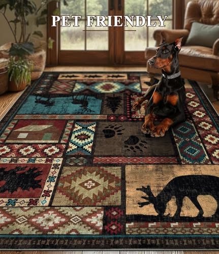 YIHOUSE 6x9 Rustic Cabin Area Rugs for Living Room Brown