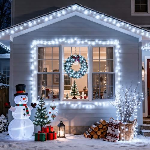 JMEXSUSS Clear Wire 163ft 500 LED White Christmas Lights Plug in