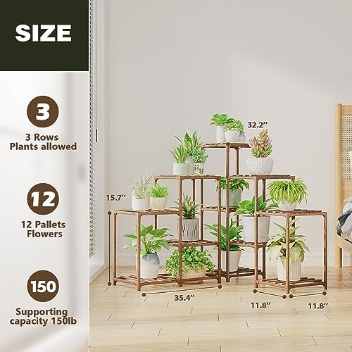 Bamworld Plant Stand Indoor Outdoor Corner Shelf 11 Potted Large Holder