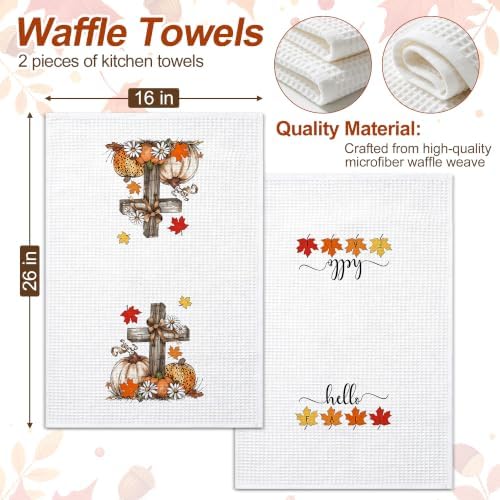 Fall Kitchen Towels,Pumpkin Hello Fall Hand Towels 16x26 Inch