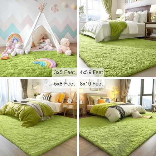 OLANLY 3x5 Machine Washable Small Bedside Rug, Soft Fluffy Shaggy Rugs for Living Room, Bedroom, Indoor Floor Carpet