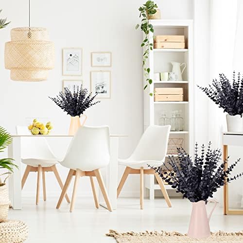 FEQO 36 Pcs Black Artificial Eucalyptus Stems 15" Faux Eucalyptus Branches