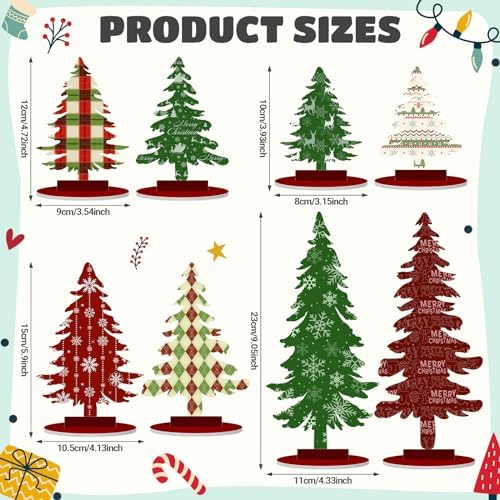 Namalu 16 Pcs Joy Christmas Tree Centerpiece Buffalo Plaid Snowflake
