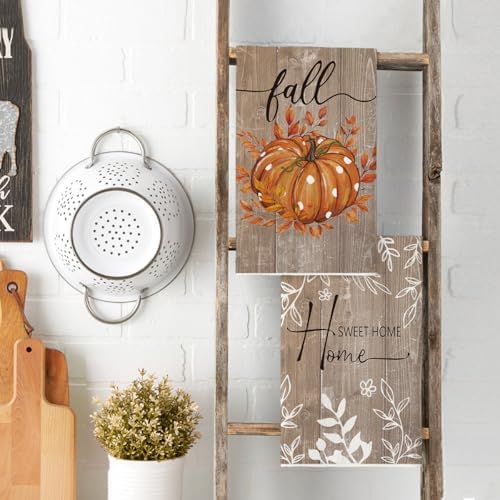 Artoid Mode Wood Orange Pumpkin Fall Kitchen Towels Set of 4 18x26 Inch