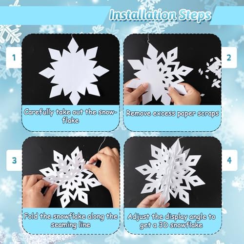 Snowflake Decorations, Paper Christmas Hanging Decor Indoor, 36-Pc