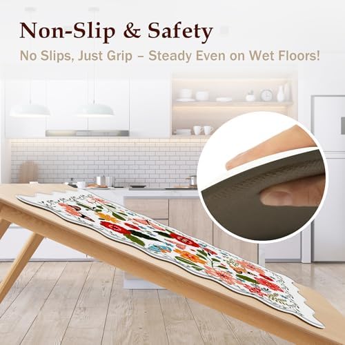 Arenarug Scalloped Kitchen Mats for Floor 2PC Cushioned Anti Fatigue Kitchen Mats Rugs Waterproof Non Slip Farmhouse