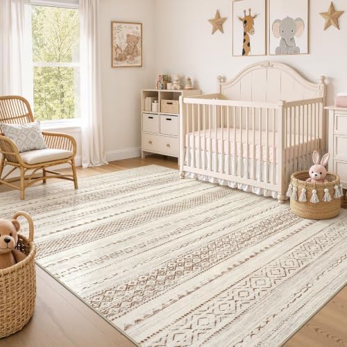 Nakagishi Boho 10x14 Area Rug Living Room Rugs Machine Washable Brown