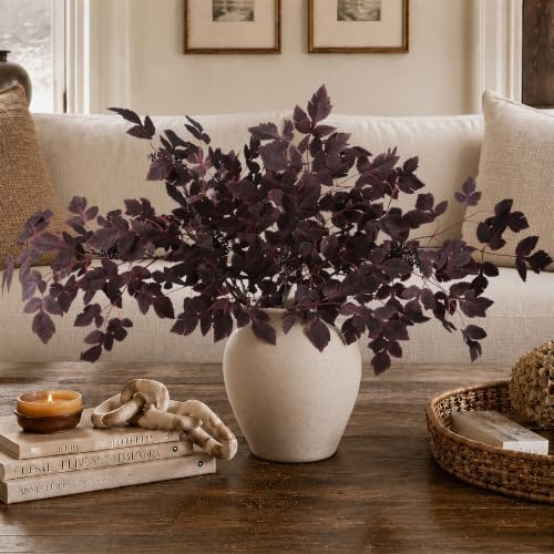 HyeFlora Artificial Cimicifuga Plant Leaf Spray Stems 4PCS Fake Greenery Branches 28.7 in Faux Leaves Real Touch Silk