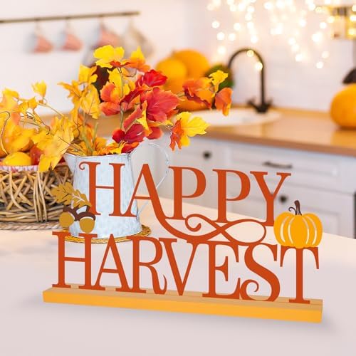 Metal Happy Harvest Sign Decorations for Home Party Shelf Mantel