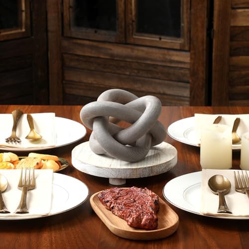 Yalikop 3 Link Wood Knot Decor Rustic Table Shelf Accents, Gray