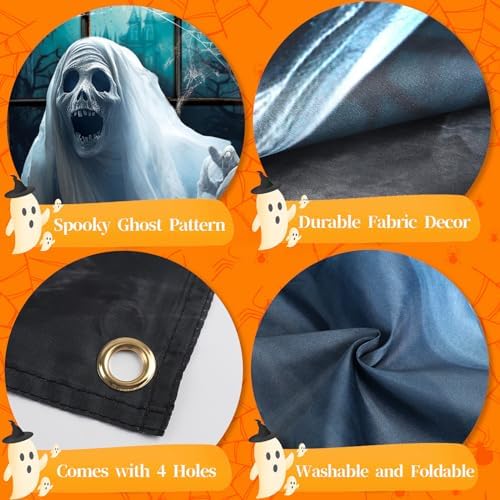 CCINEE Halloween Scary Window Decorations, Large Spooky Ghost Haunted House Window Decor with Rope for Indoor Outdoor Halloween Supplies