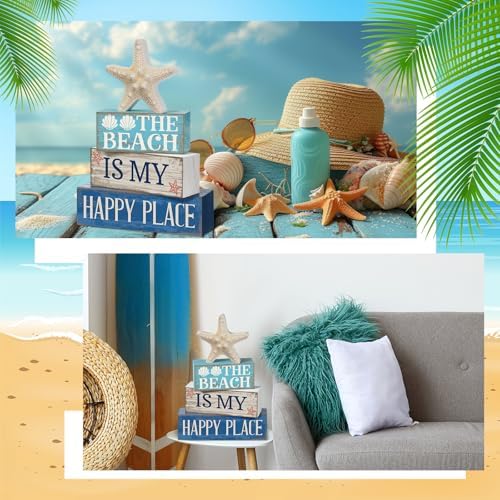 Moucuny 4 Pcs Summer Beach Table Decoration, Starfish Tiered Tray Decor