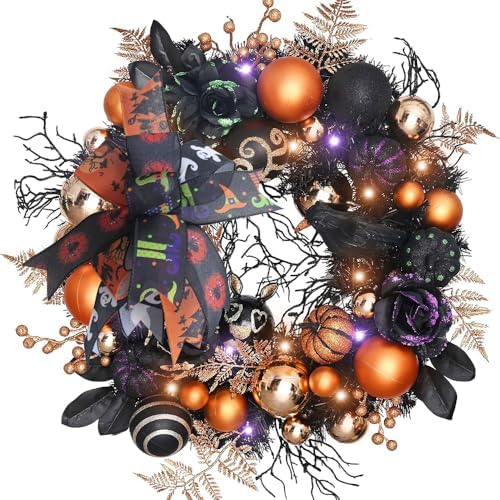 Halloween Bows for Wreaths Already Made Ribbon Bows for Tree Topper, Halloween Decorations Wreath Ornament Supplies (14 x 11 inch)
