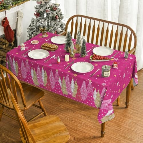 Horaldaily Christmas Tablecloth 60 x 104 Inch Rectangular Christmas Trees