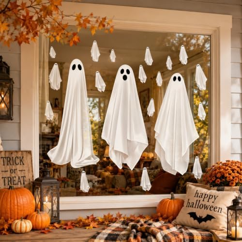 Halloween White Ghost Window Mirror Clings Decal Decorations Large 35.5''