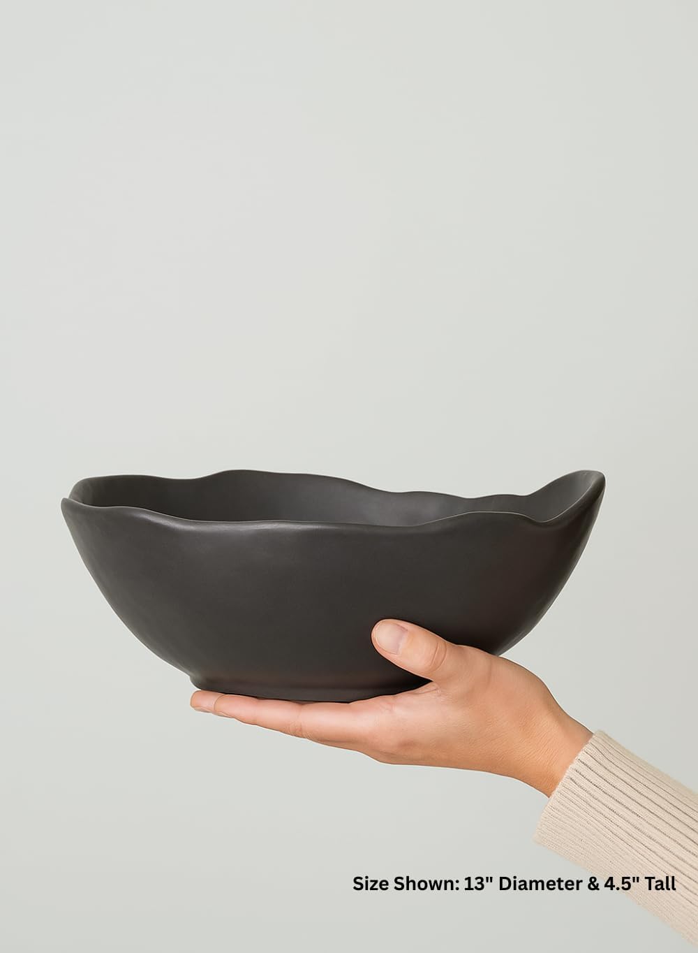 Organic Wavy Rim Ceramic Bowl / Black - XXL