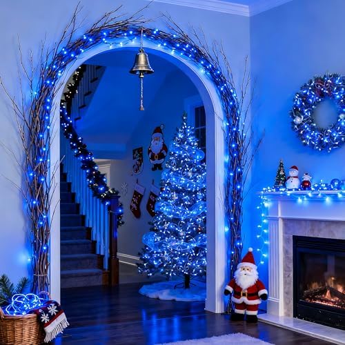 JMEXSUSS 91.5ft Connectable 250 LED Blue Christmas String Lights Indoor