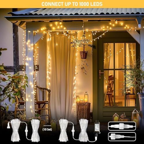 JMEXSUSS 2 Pack Warm White Christmas Lights Indoor, Total 200 LED 66FT