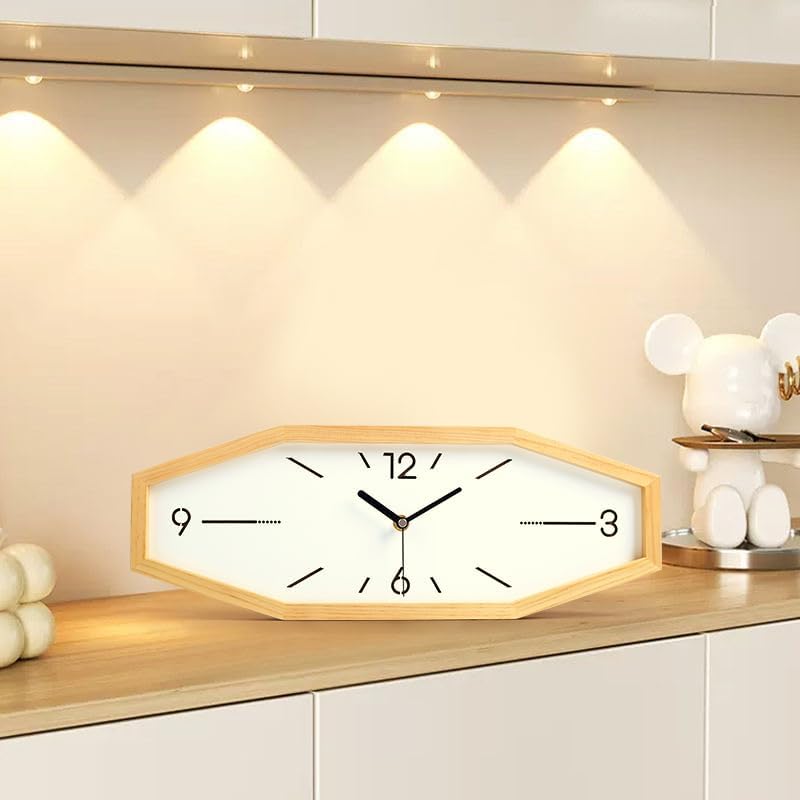 Wooden Retro Wall Clocks, 18 Inches Square Clocks Rectangular Wall Clock | Battery Operated Silent Non-Ticking, for