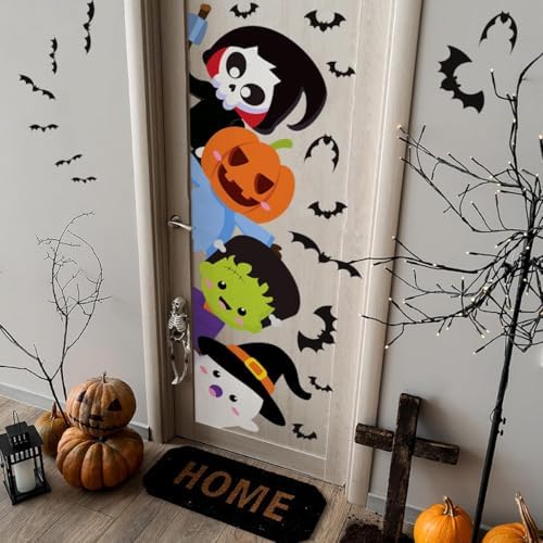 44.88 x 15.75 Inch Large Halloween Door Sticker Green Monster Wall Decal