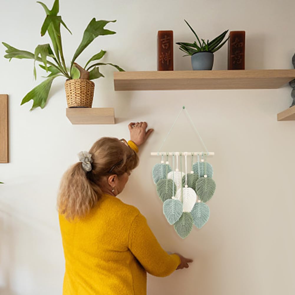 DIY Macrame Leaf Wall Hanging Beginners Macrame Kit Leaf Woven Tapestry Feather Wall Hanging DIY