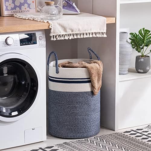 YOUDENOVA Cotton Rope Laundry Hamper Basket, 72L Blanket Basket for Nursery