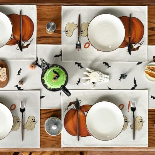 Artoid Mode Beige Boo Ghost Halloween Placemats Set of 4-12 x 18 Inch