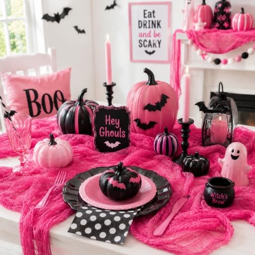 Set of 5 Pink Halloween Gauze Creepy Cloth Fabric Tapestry Decor Decoration