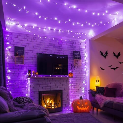 JMEXSUSS 400 LED Purple Halloween Lights Outdoor, Purple String Lights
