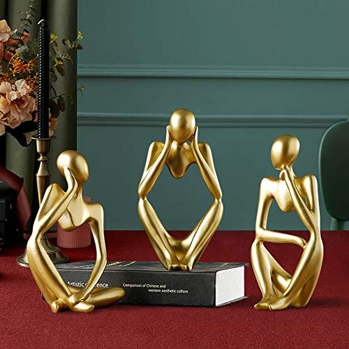 Resin Thinker Style Abstract Sculpture Statue Collectible Figurines Home Office Bookshelf / Gold