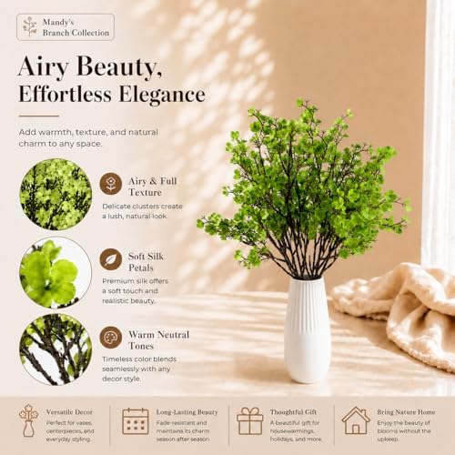 Mandy's 6 Bundles Artificial Green Baby’s Breath Flowers