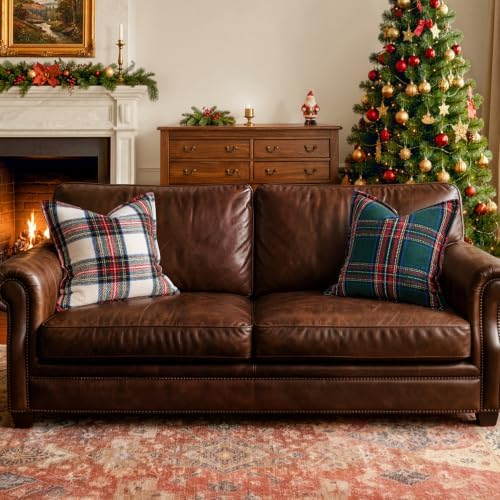 MIULEE Christmas Plaid Pillow Covers 18x18 White Christmas Decorations for Home