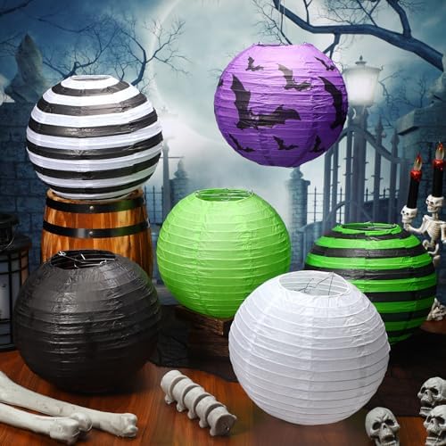 Retisee 12 Pcs Halloween Paper Lanterns Party Decorations Hanging Lanterns
