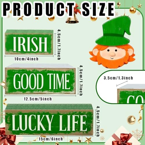 St. Patrick’s Day Decorations - St Patrick Day Irish Good Time Tiered Tray Decor Set - Wooden Leprechaun Tabletop Decoration - Rustic Farmhouse Holiday Home Decor for Indoor Shelf Mantel Coffee Table Gift