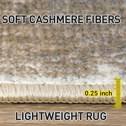 9x12 Area Rugs for Living Room: Washable Abstract Brown White Carpet