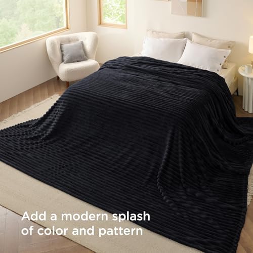 Bedsure Extra Soft Large Fleece Blanket for Bed Black 120"x120"