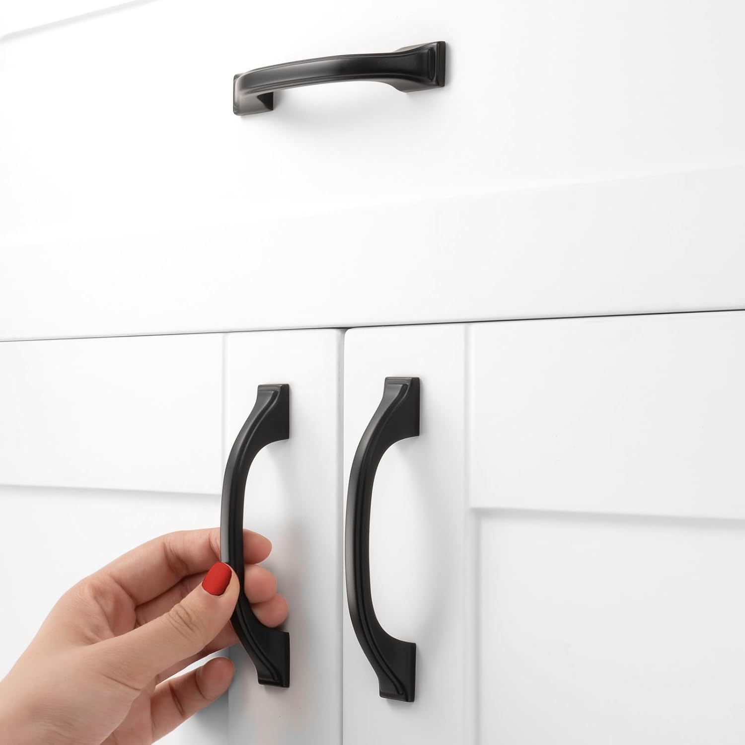 Cabinet Pulls Black Cabinet Handles Black Hardware / 3 Inches / Arch Pull / Matte Black / Set of 10